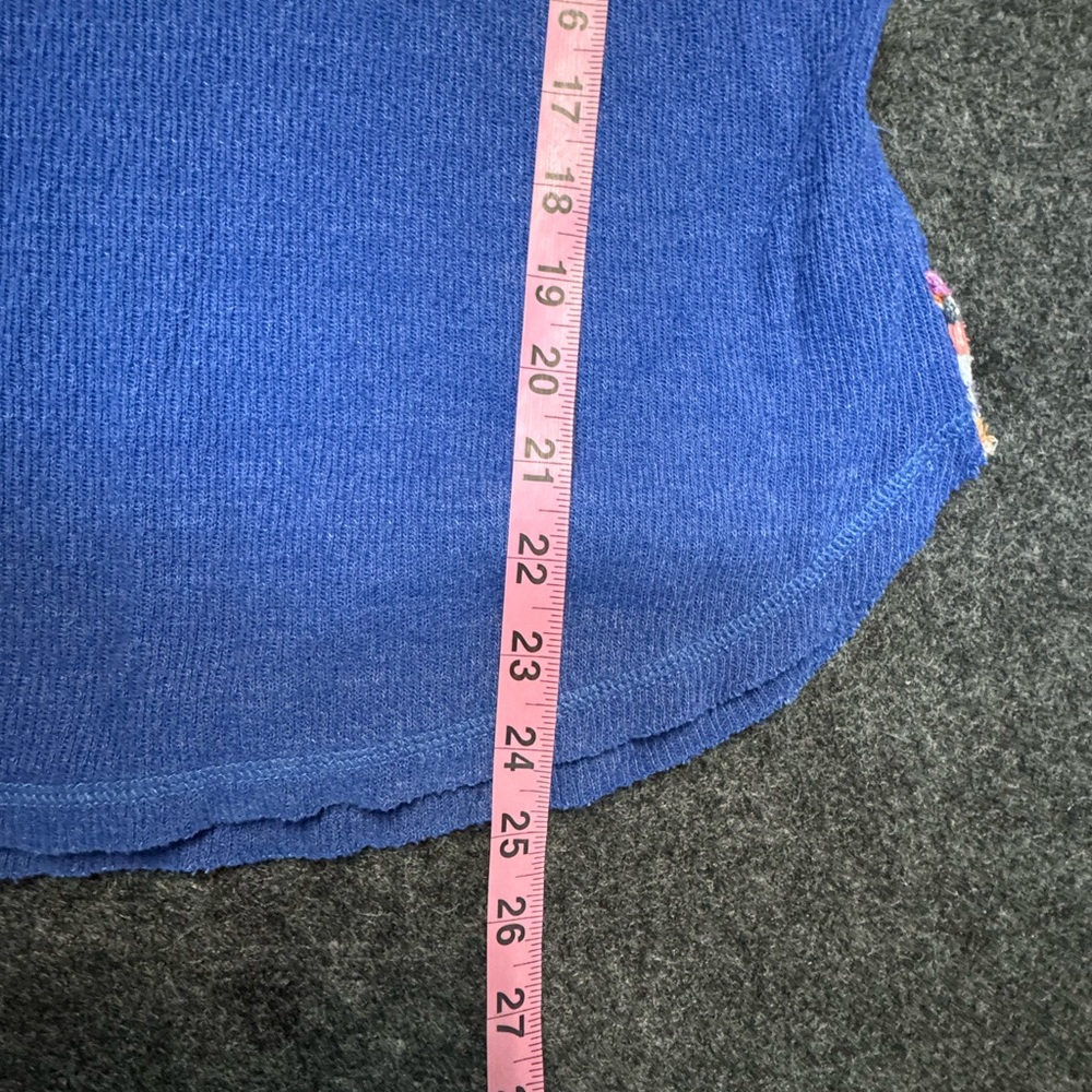 We The Free Free People Blue Thermal Rainbow Trim Long Sleeve Henley Top small - Picture 7 of 10